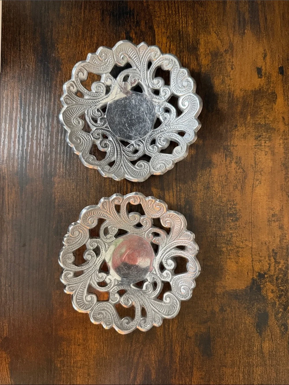 Silver Decorative Medallions - Set of 2